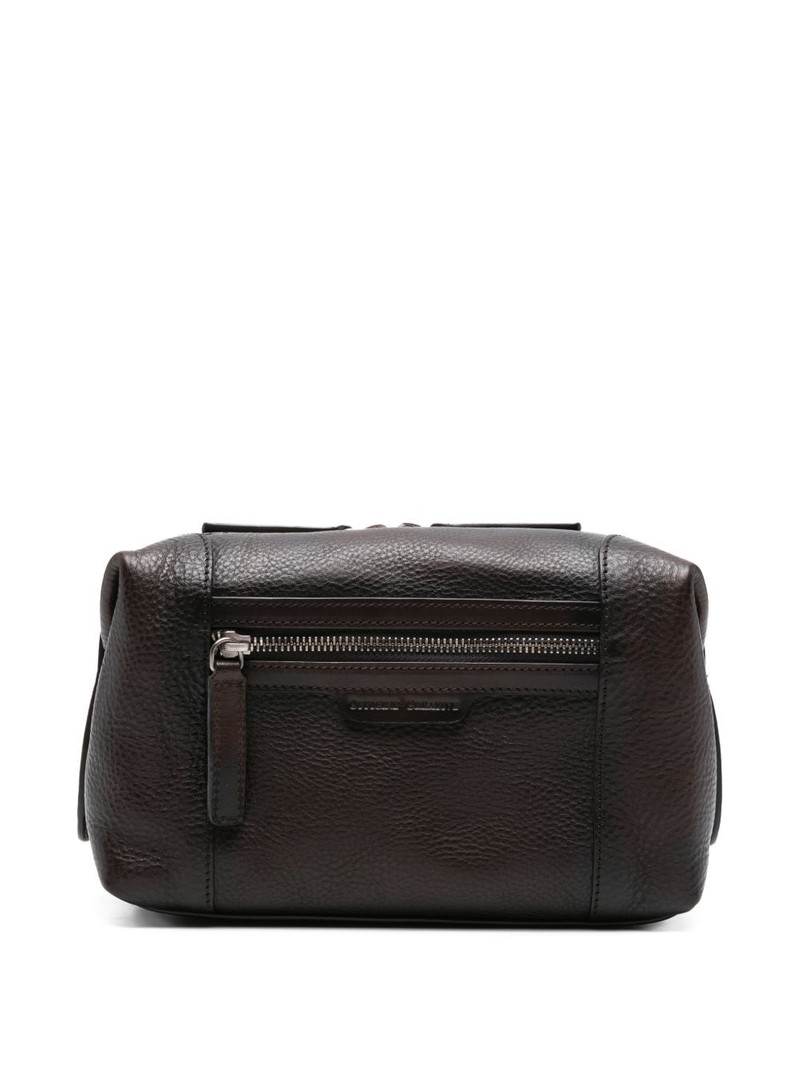 zipped leather wash bag 1