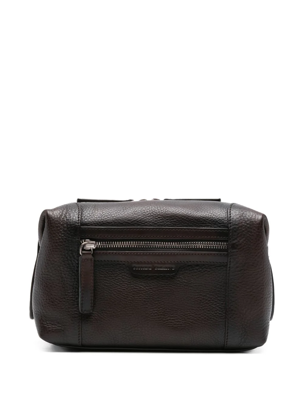 zipped leather wash bag - 1