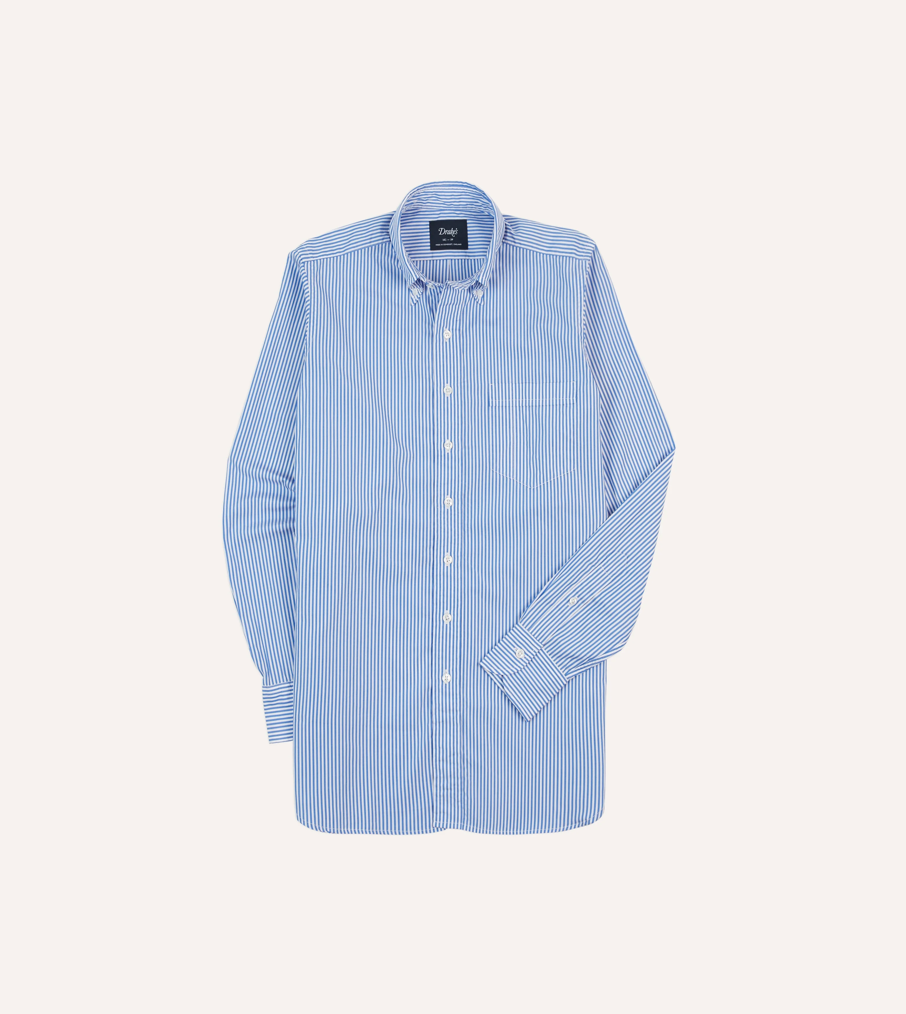 Blue Bengal Stripe Cotton Poplin Button-Down Shirt - 1