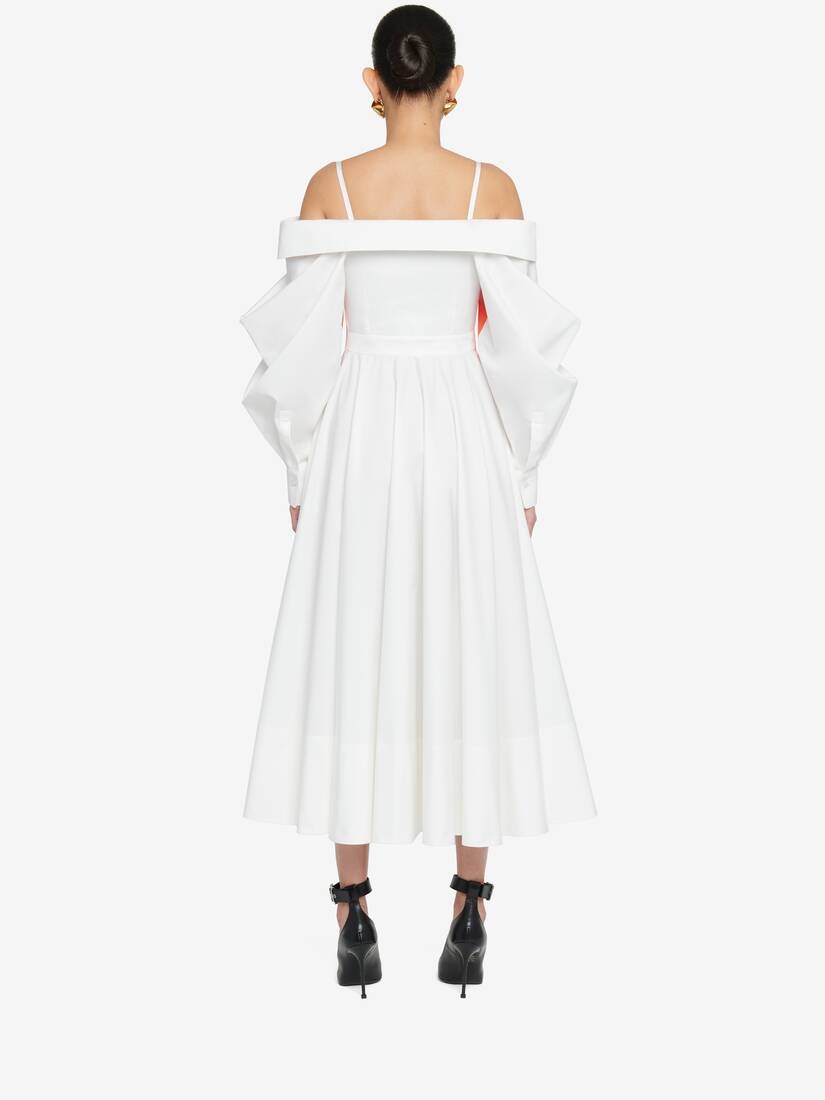 Women's Off-the-shoulder Shirt Dress in Optic White - 4