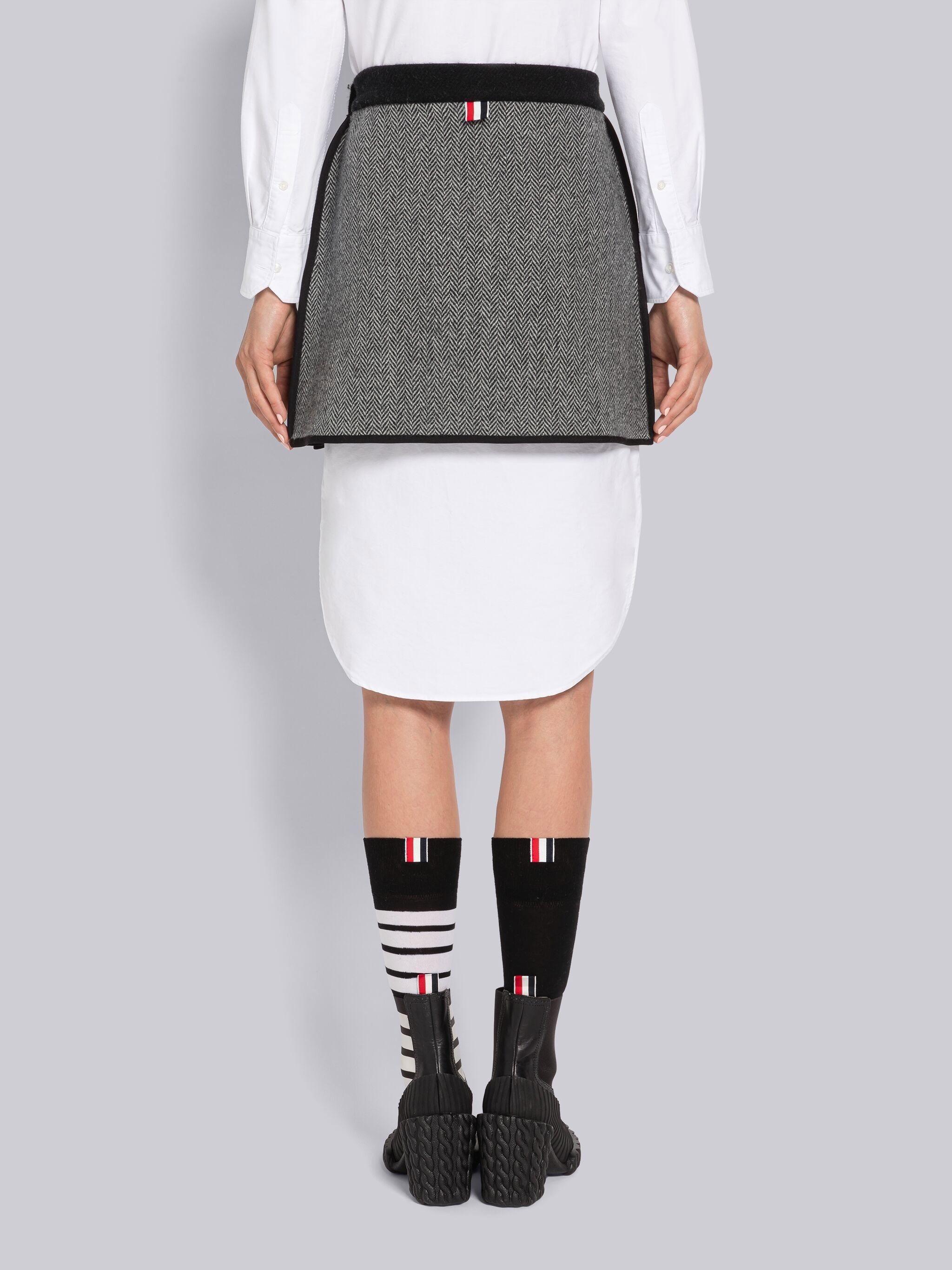 Double Face Wool Herringbone Reversible Mini Wrap Skirt - 4