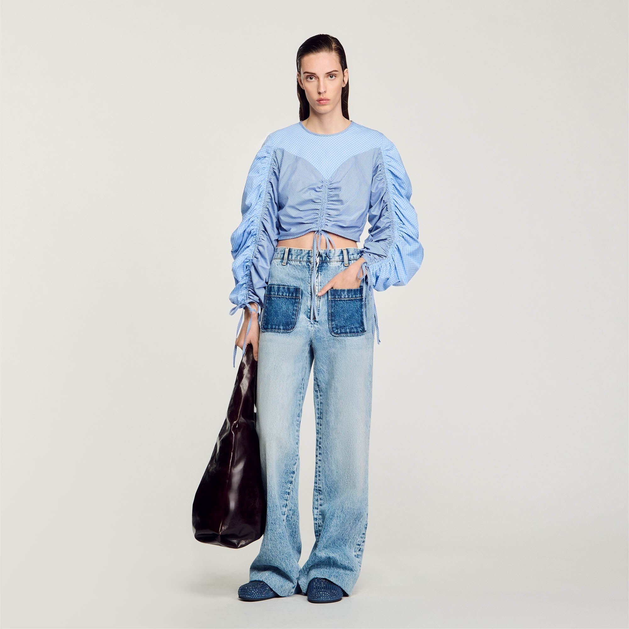 PATTERNED TOP WITH DRAWSTRINGS - 2