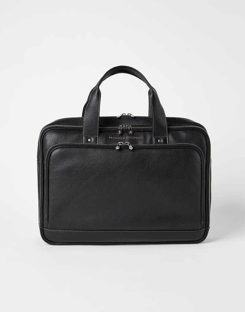 Grained calfskin briefcase with zipper 1