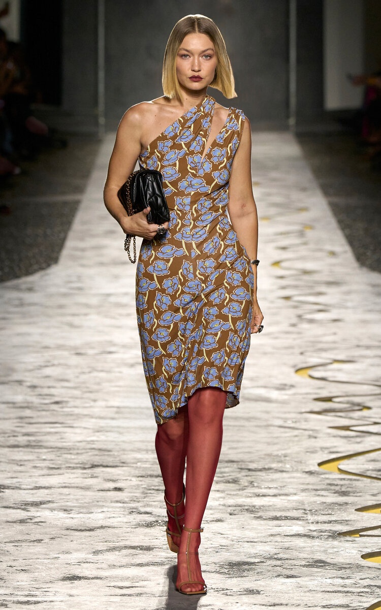 Floral Stretch Crepe Jersey Knee-Length Dress brown - 2