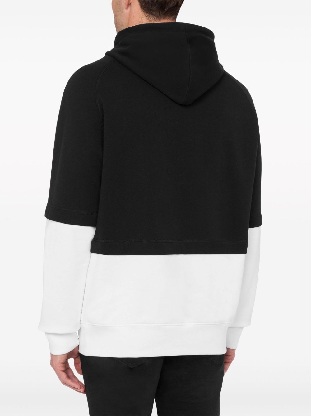 colour-block cotton hoodie - 3