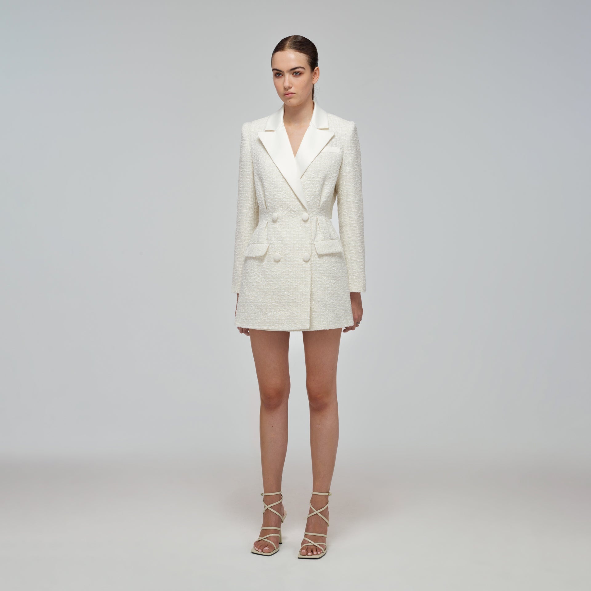 self-portrait Metallic Boucl Tailored Mini Dress - SS22-980 | REVERSIBLE