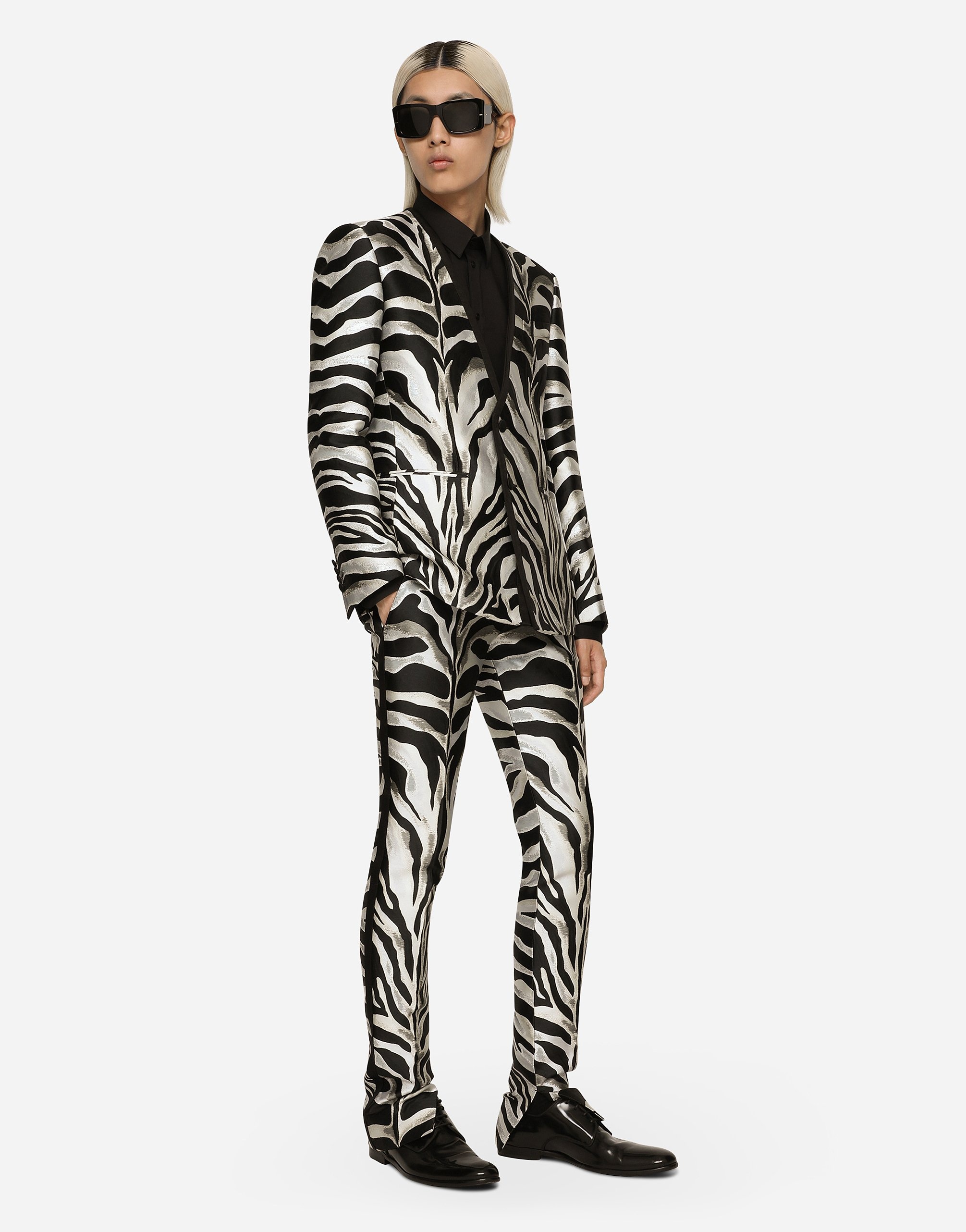 Zebra-design lamé jacquard Sicilia-fit jacket - 2