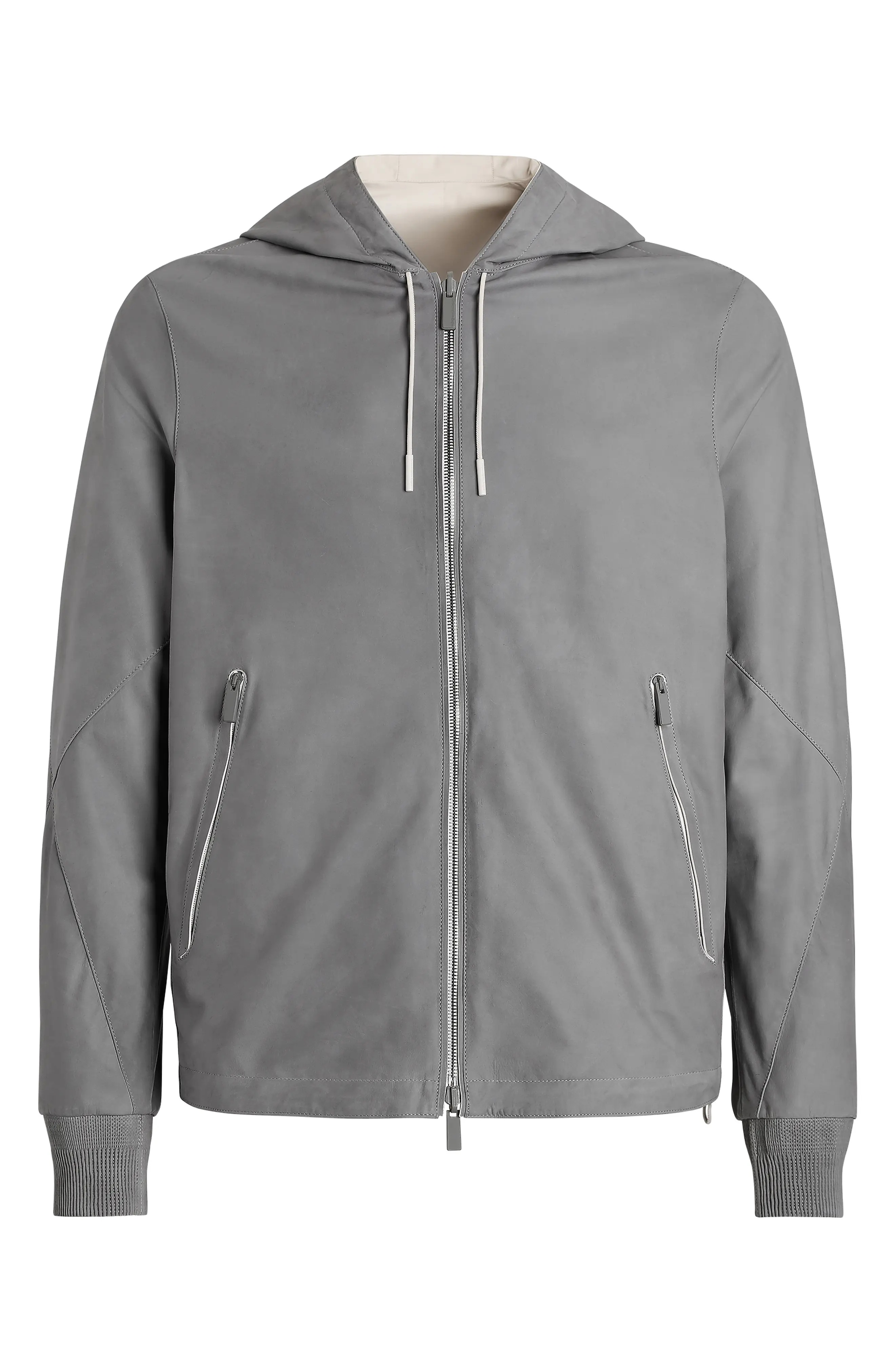 Reversible Calfskin Nappa & Technical Zip Hooded Jacket - 3