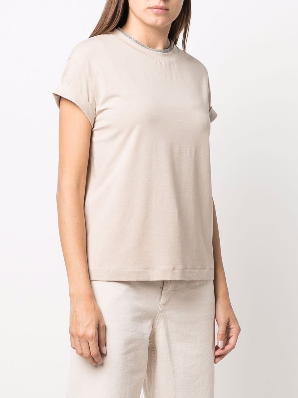 constrast-trim fitted T-shirt - 3