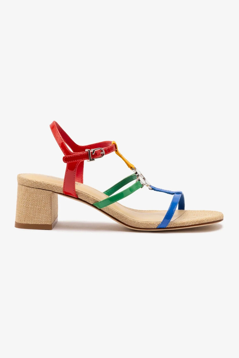 Hana Block In Multicolor Patent Leather and Raffia 1