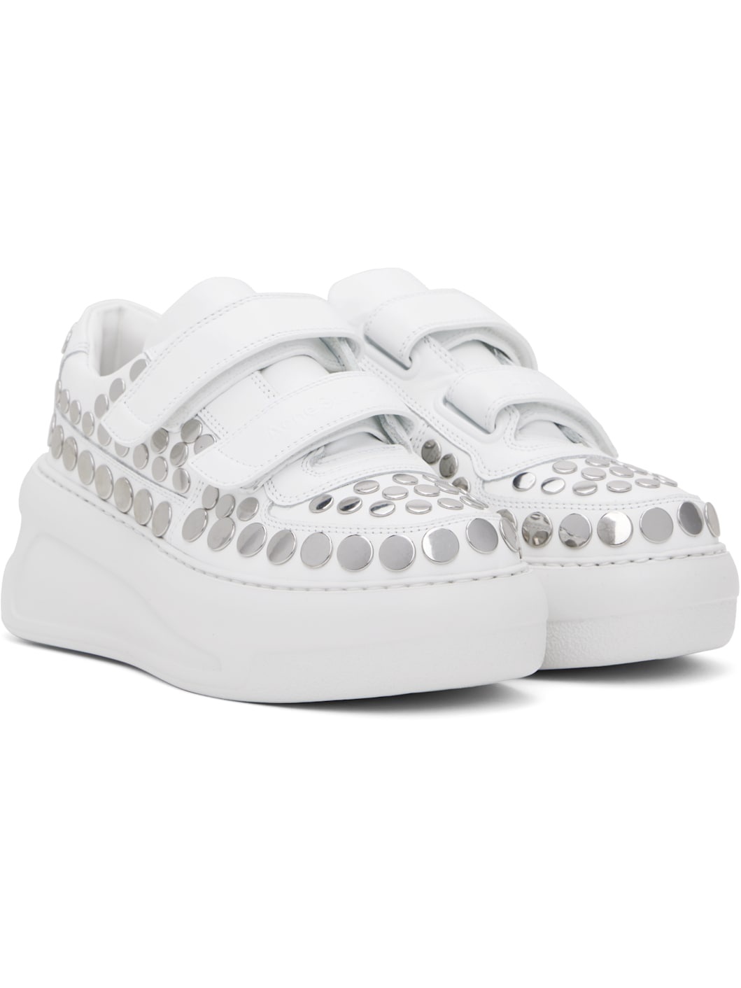 White Velcro Strap Platform Sneakers - 4