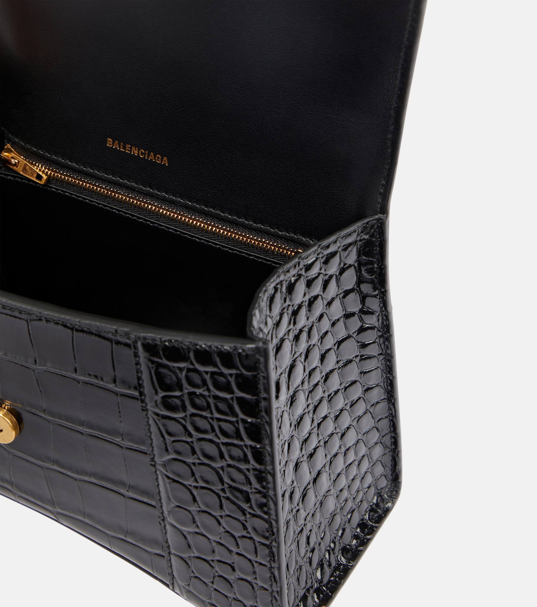 Hourglass Small croc-effect leather crossbody bag - 3