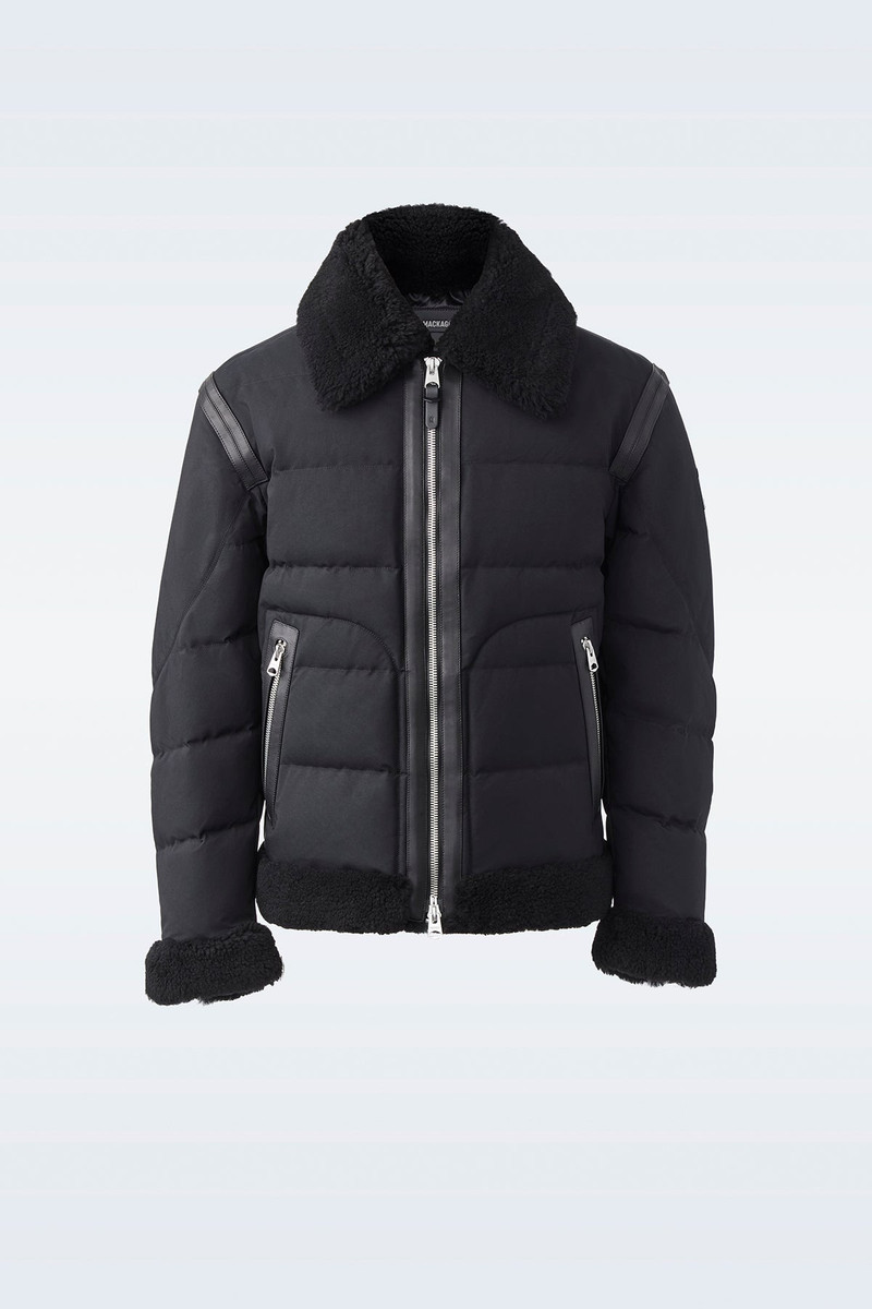 SOLOMON Down sheepskin jacket with spread collar 1