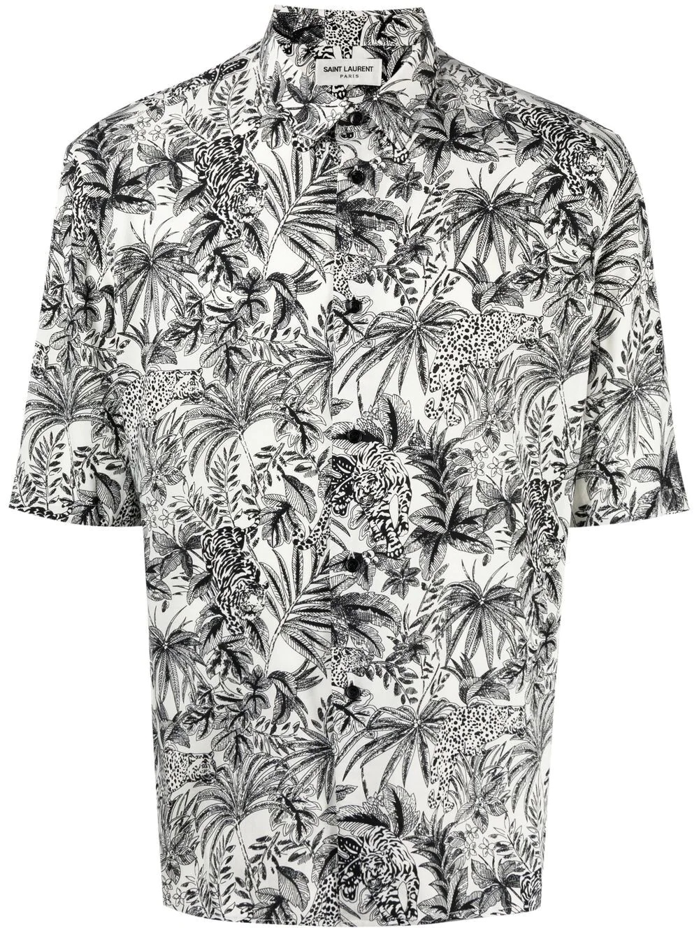 leaf-print short-sleeve shirt - 1