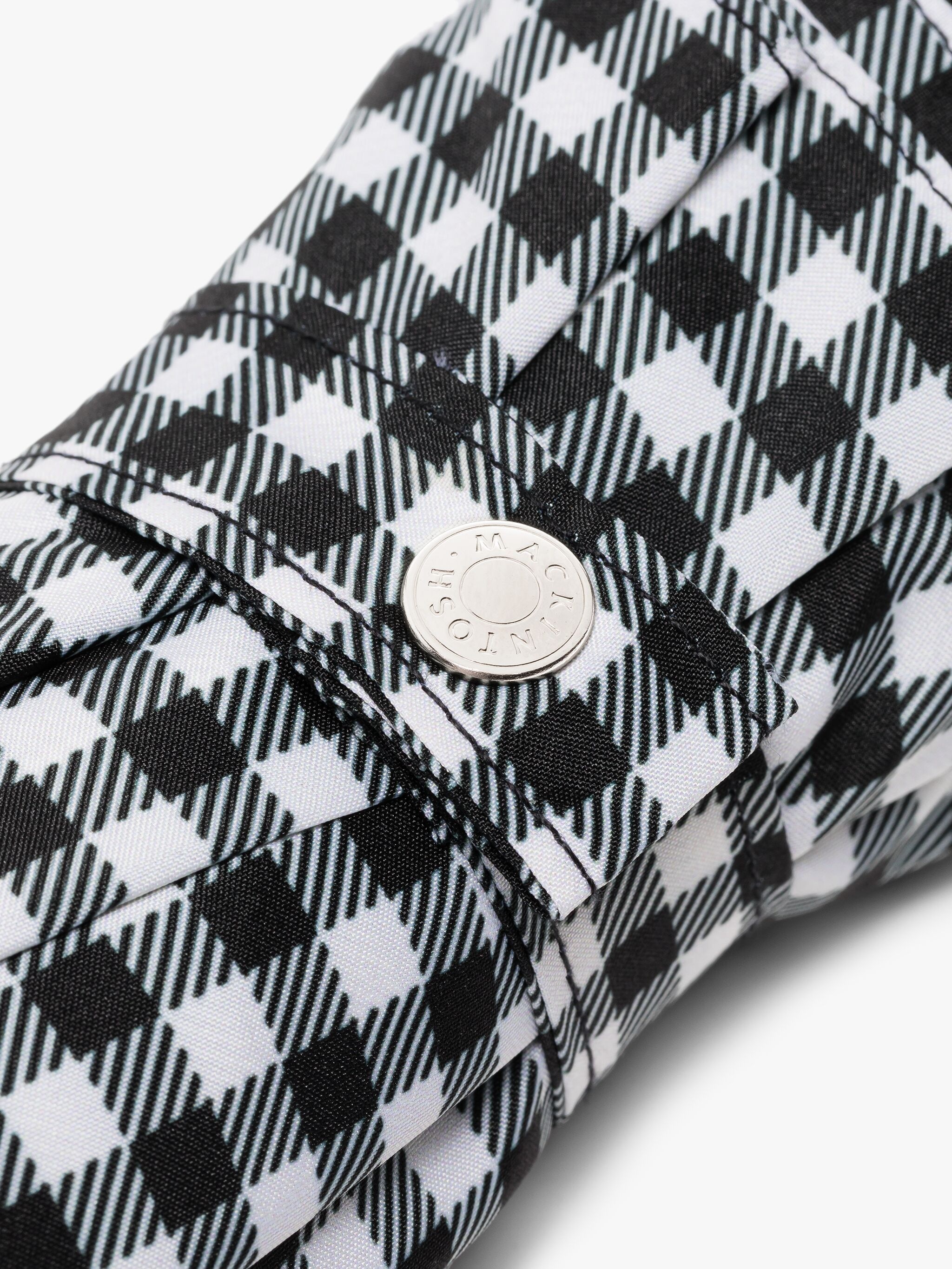 AYR BLACK & WHITE SHEPHERD CHECK AUTOMATIC TELESCOPIC UMBRELLA - 3