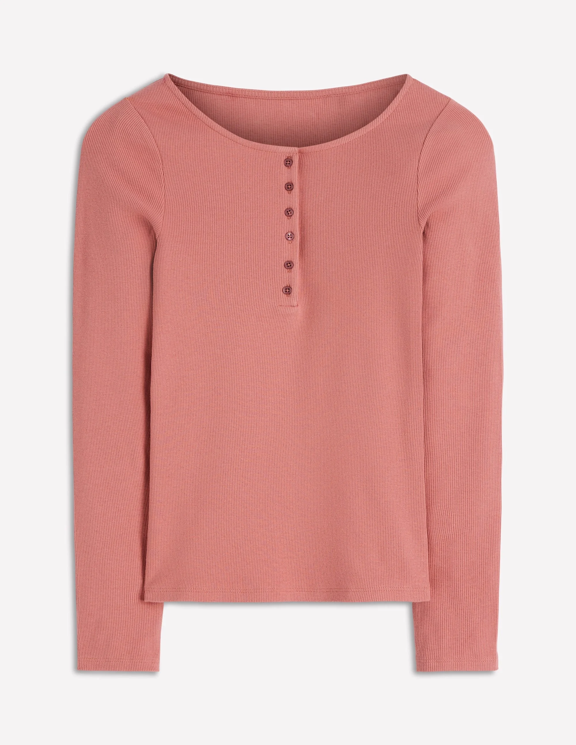 Rib Henley-Vintage Rose - 1
