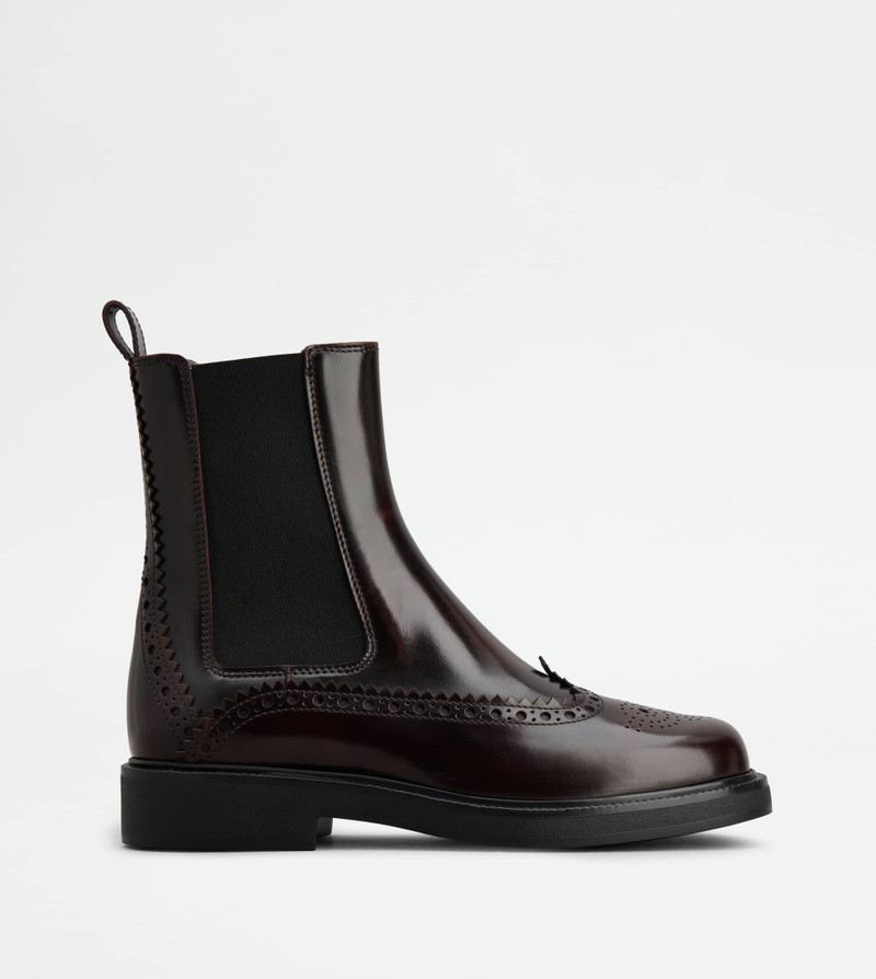 ANKLE BOOTS IN LEATHER - BURGUNDY 1