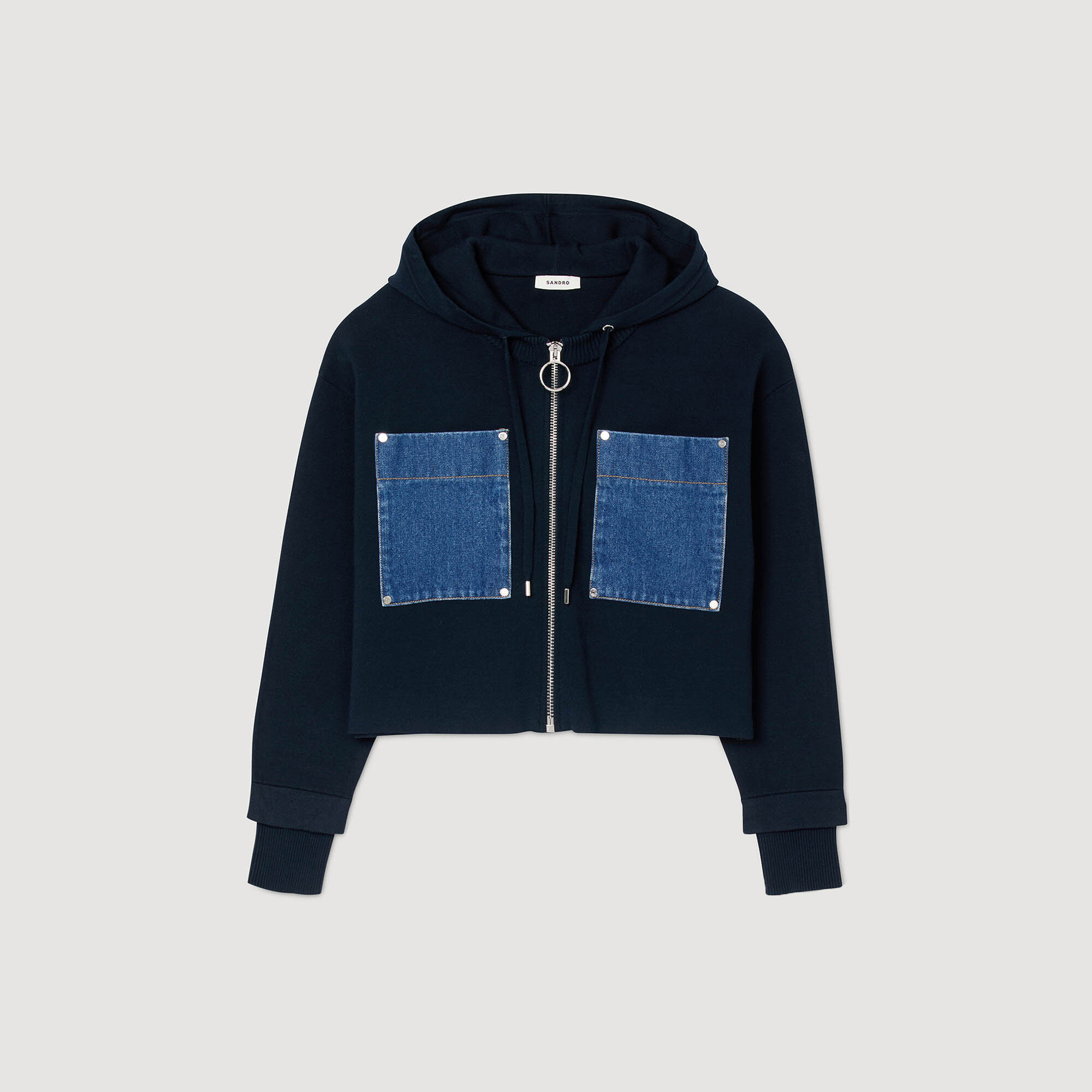 KNIT AND DENIM SWEATSHIRT - 6