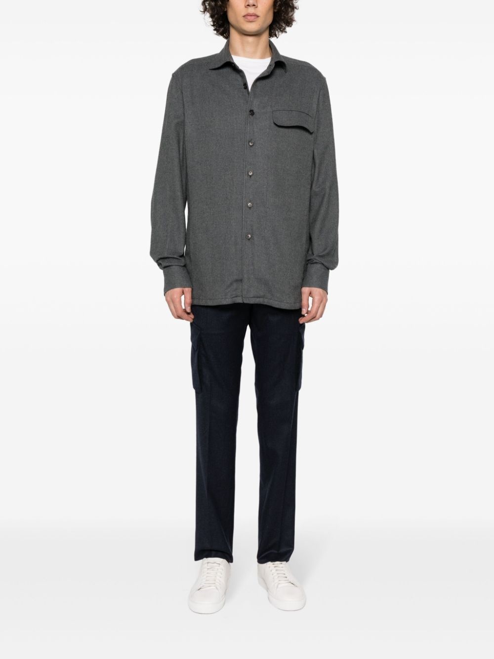 spread-collar cotton shirt - 2