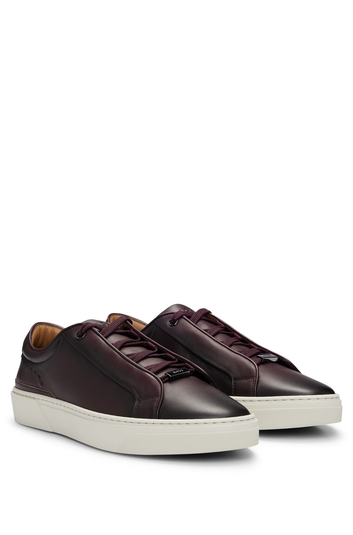 GARY BURNISHED-LEATHER TRAINERS WITH HIDDEN LACES - 2