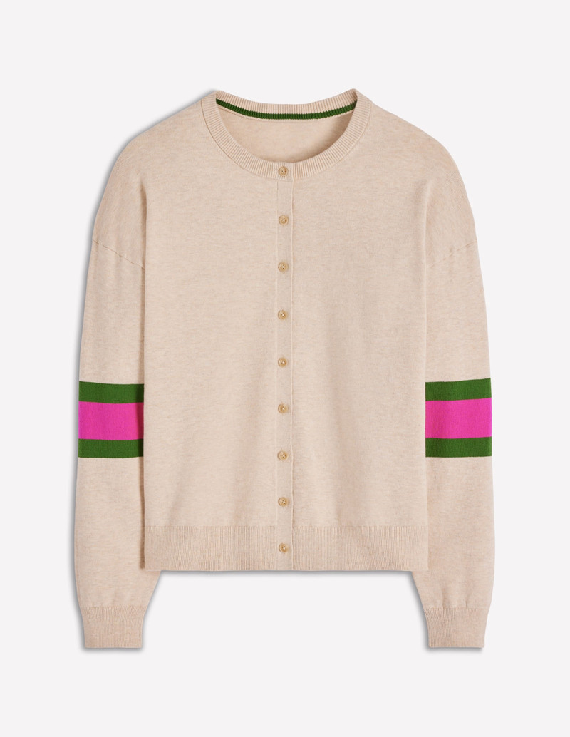 Lara Relaxed Cotton Cardigan-Oatmeal Melange 5