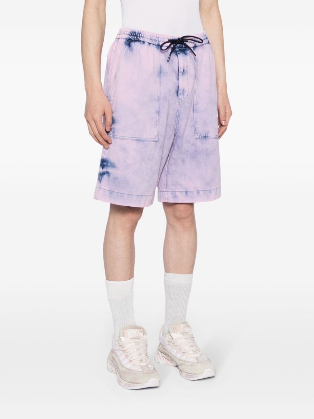 bleached-effect cotton track shorts - 3