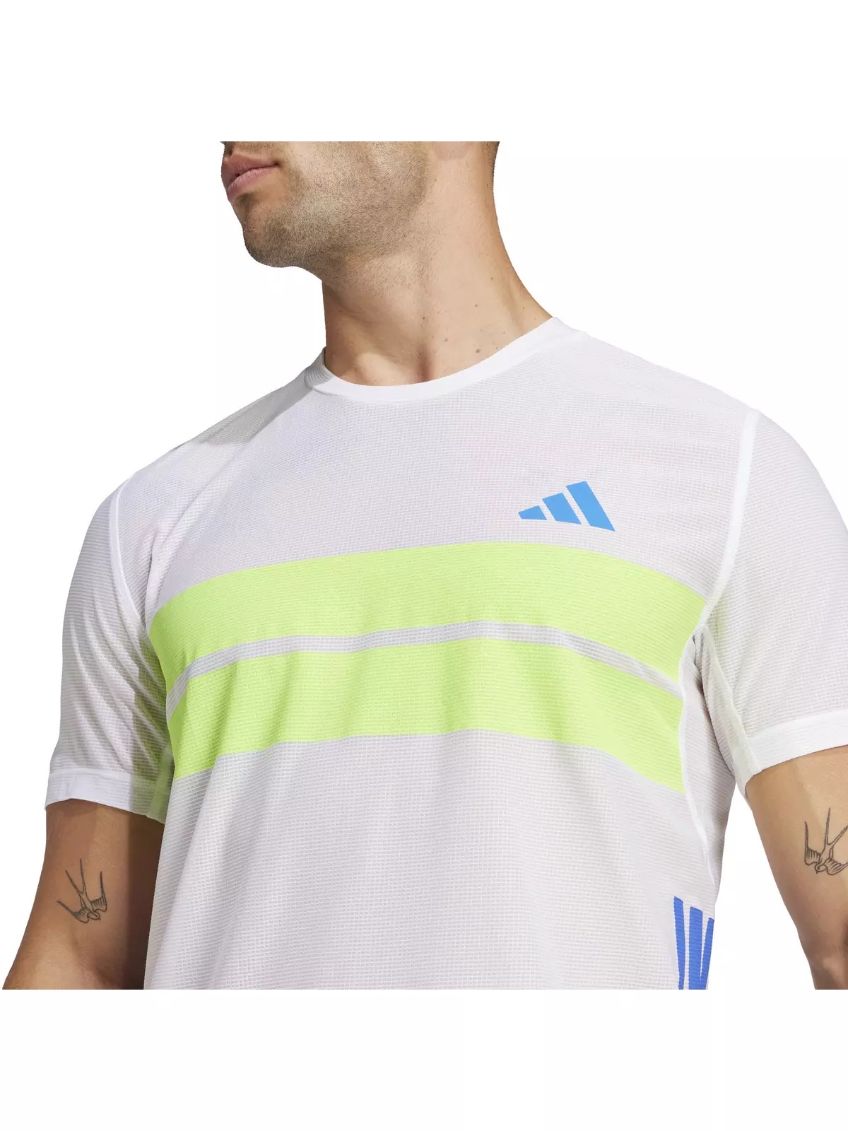 Men's Adizero Retro Running Tee -White/Blue - 4