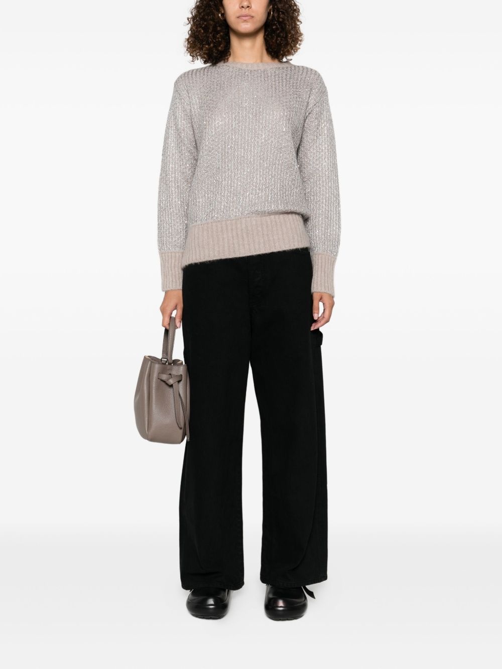 metallic-knit sweater - 2