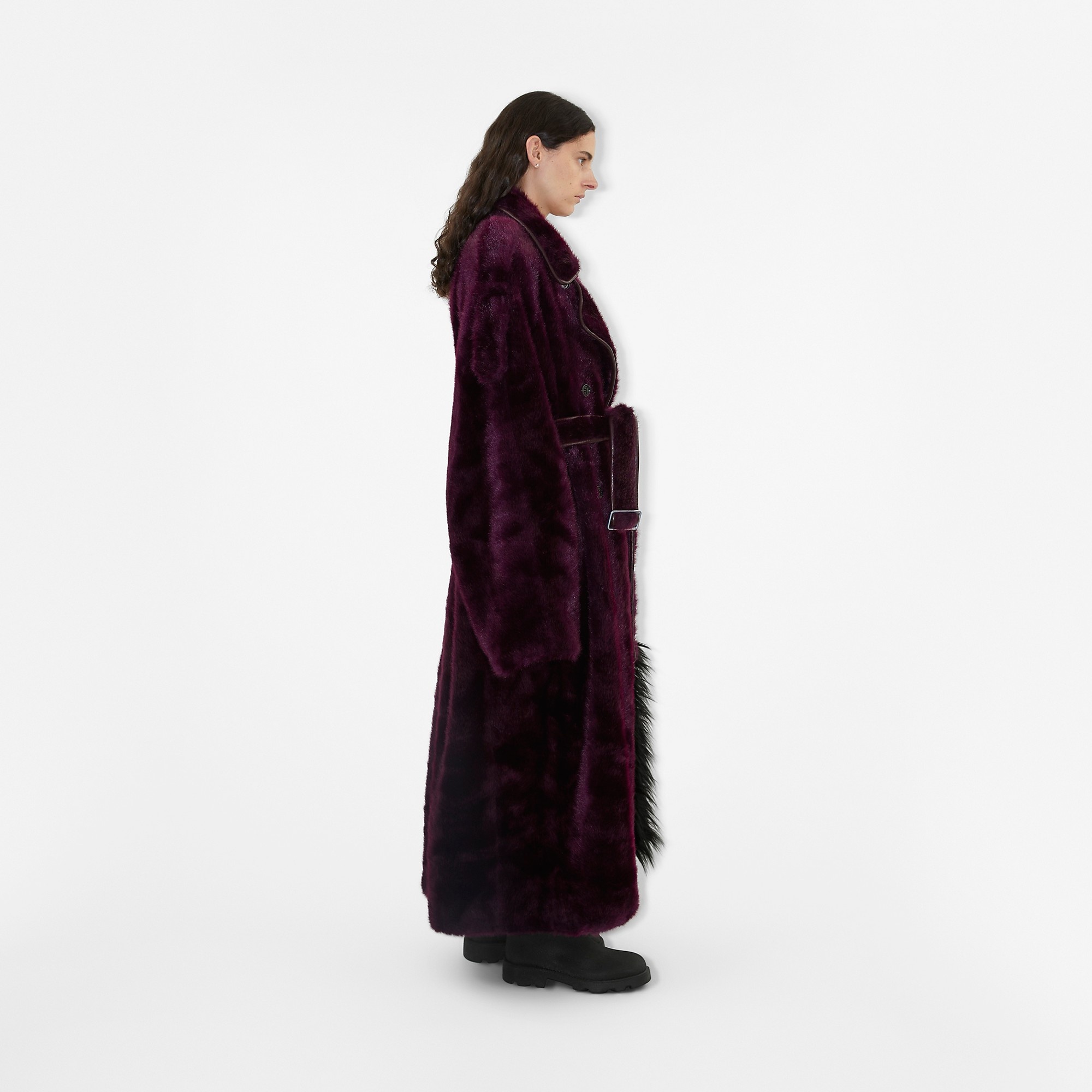 Faux Fur Trench Coat - 4