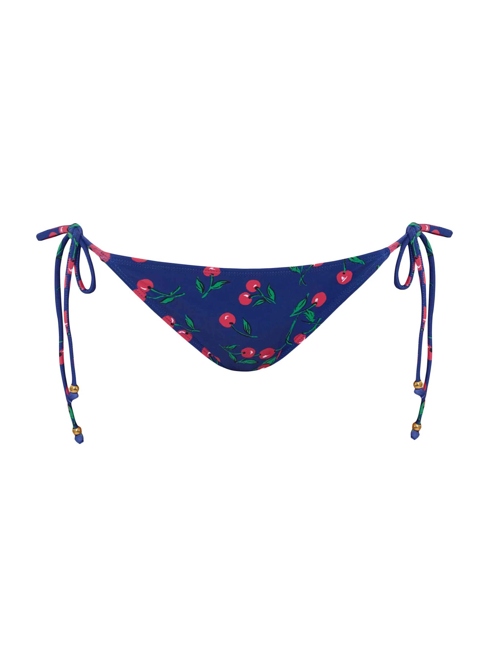 Women's Cherry-Print Triangle Bikini Bottom - Navy Red Green - 1