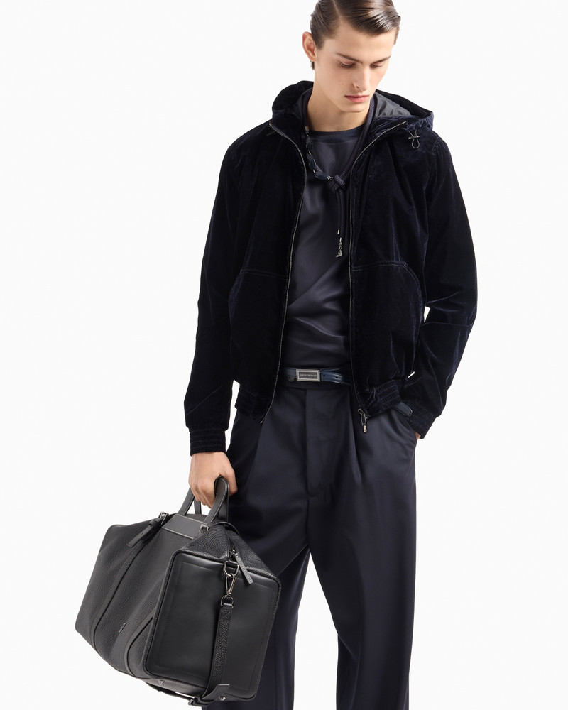 Hooded, zipped blouson in flocked nylon 5