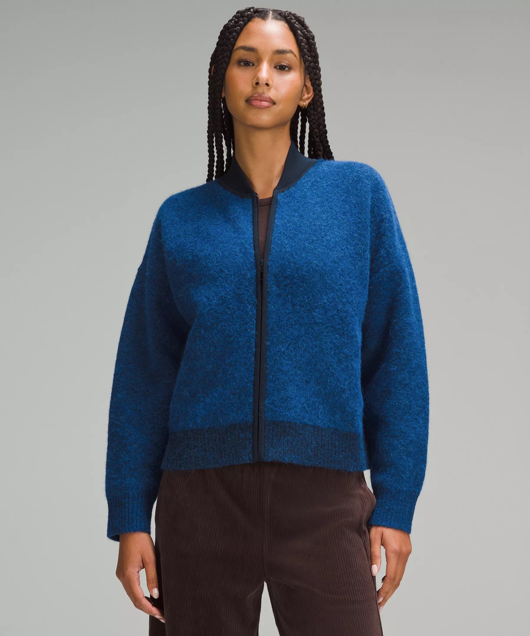 lululemon Alpaca Wool Blend Knit Bomber Jacket REVERSIBLE