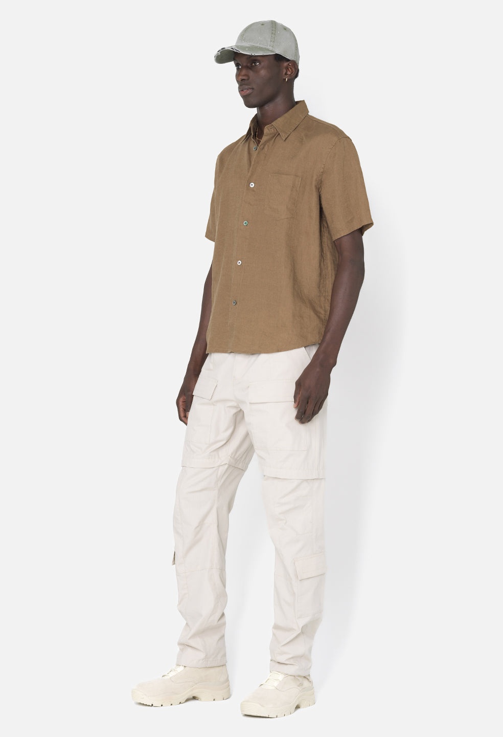 LINEN SS CLOAK BUTTON UP - 4