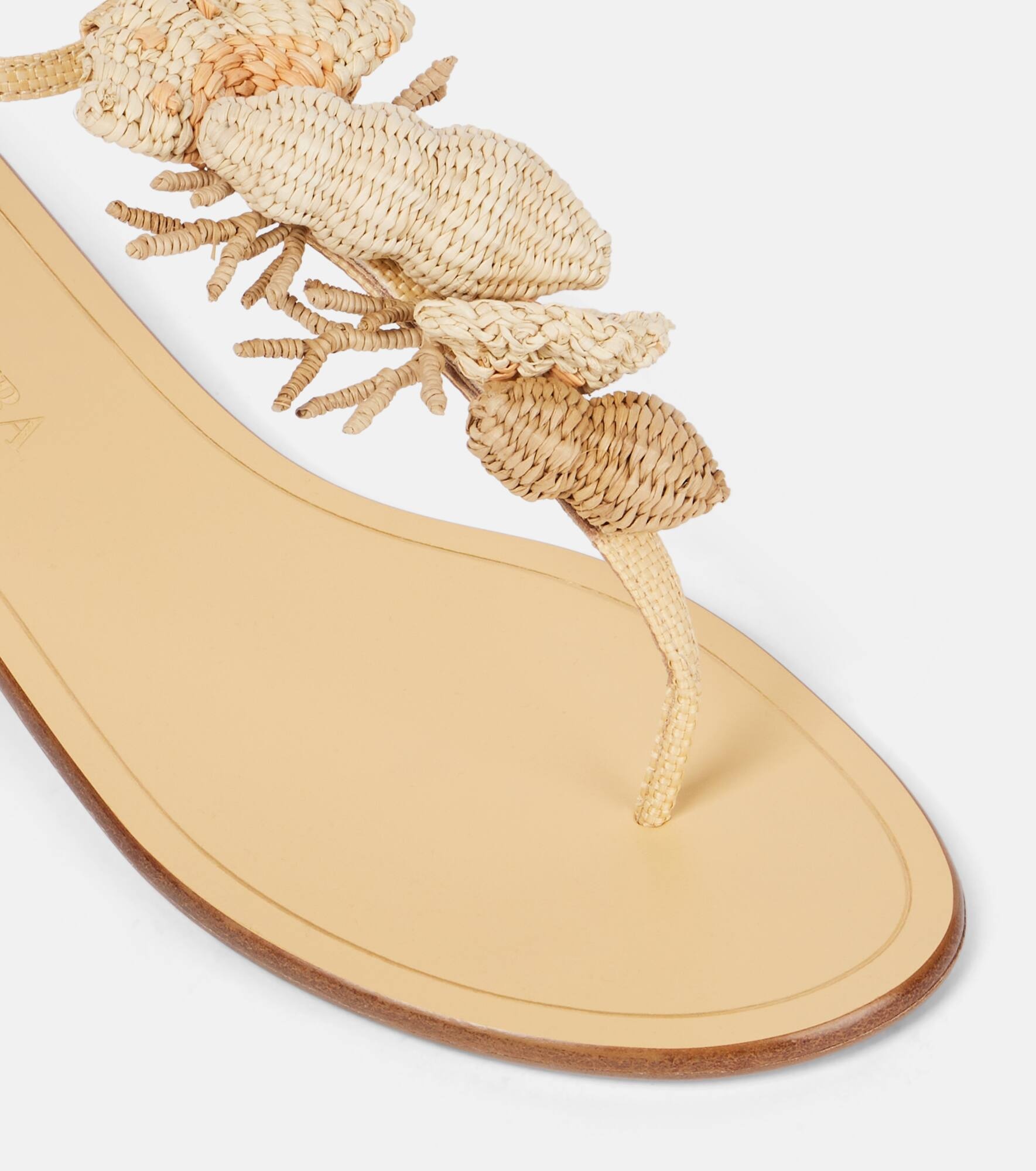 Marea raffia-trimmed leather thong sandals - 5