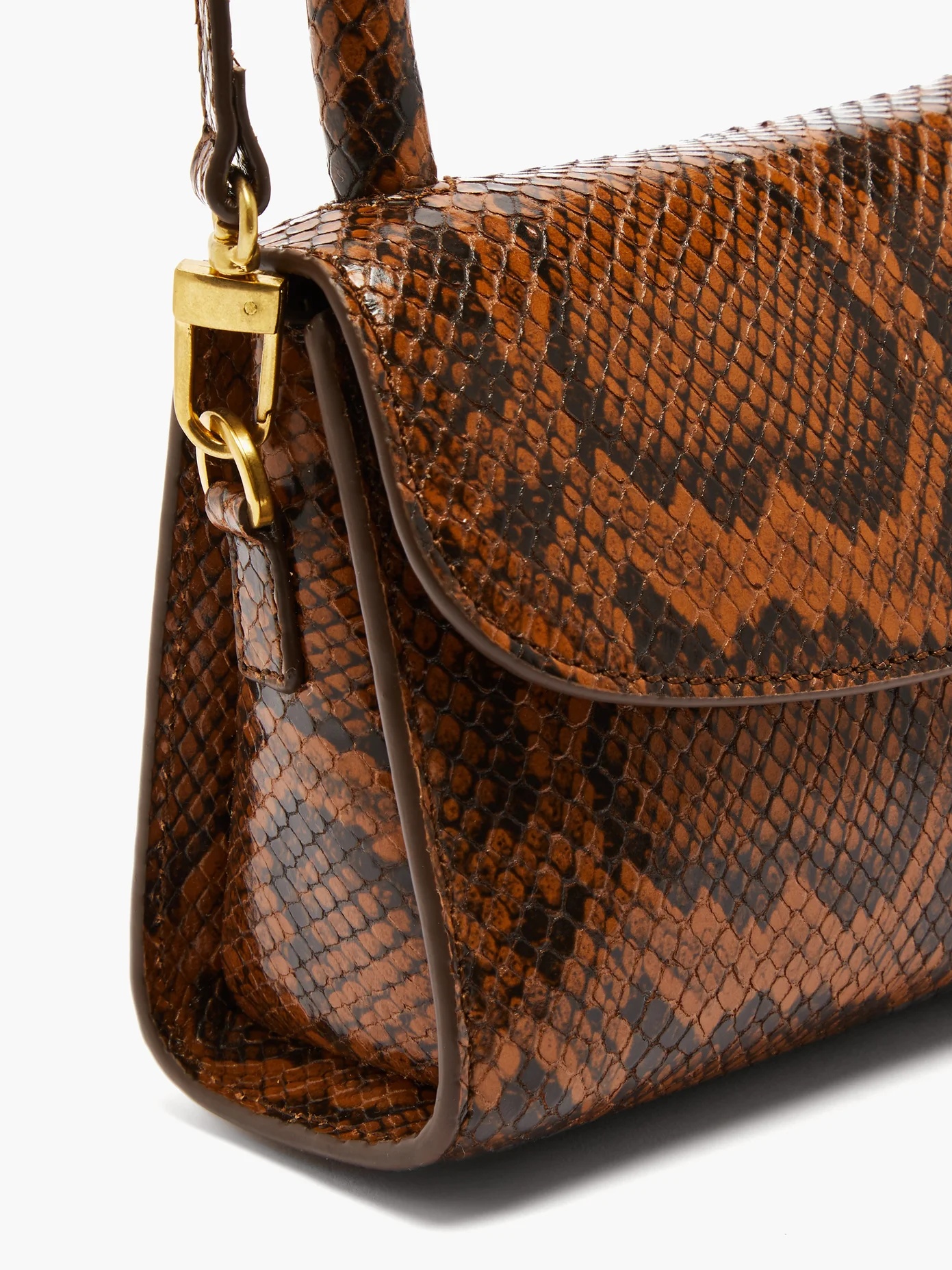 Snakeskin-embossed top handle handbag - 6