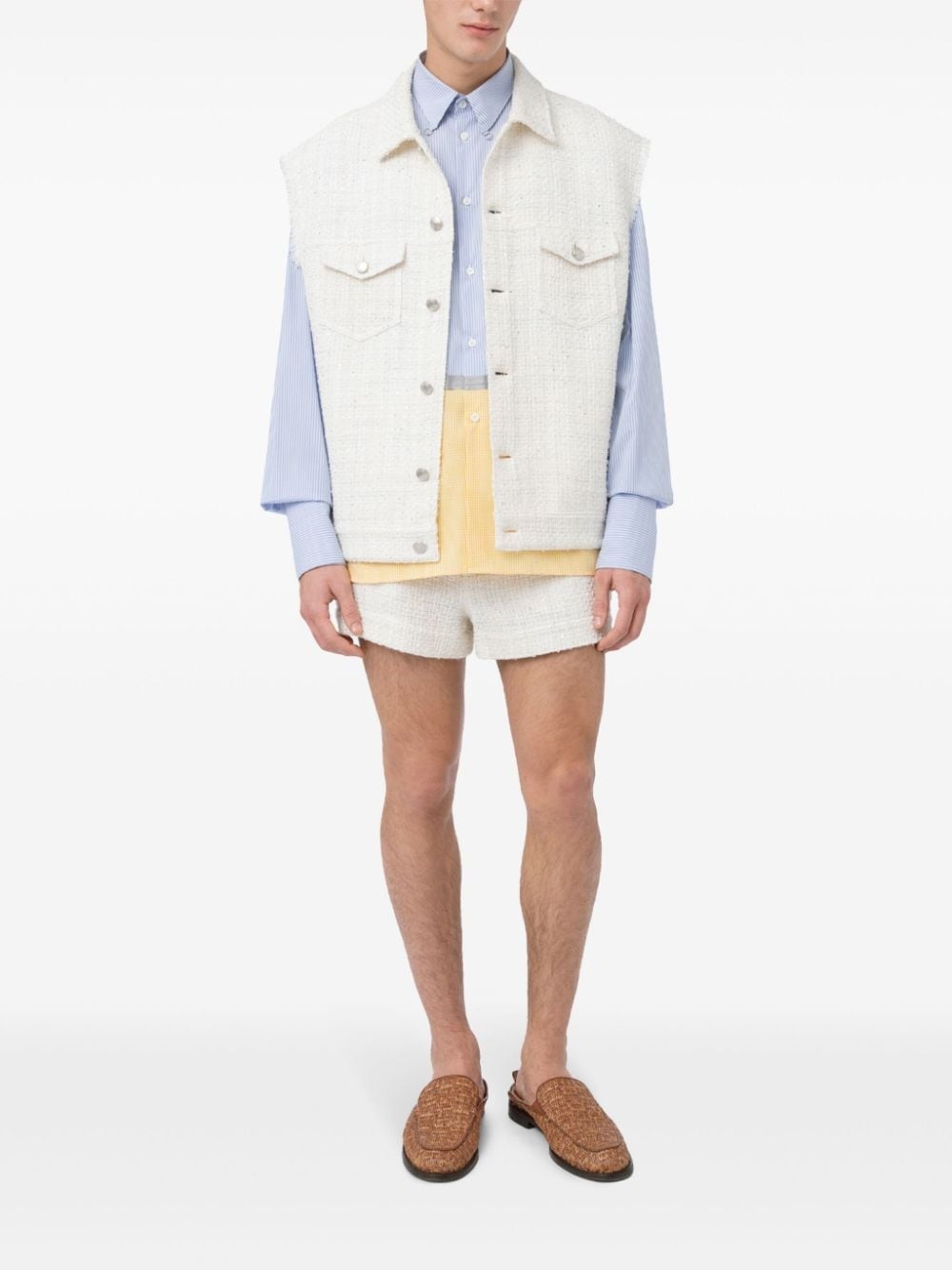 sequin-embellished tweed shorts - 3
