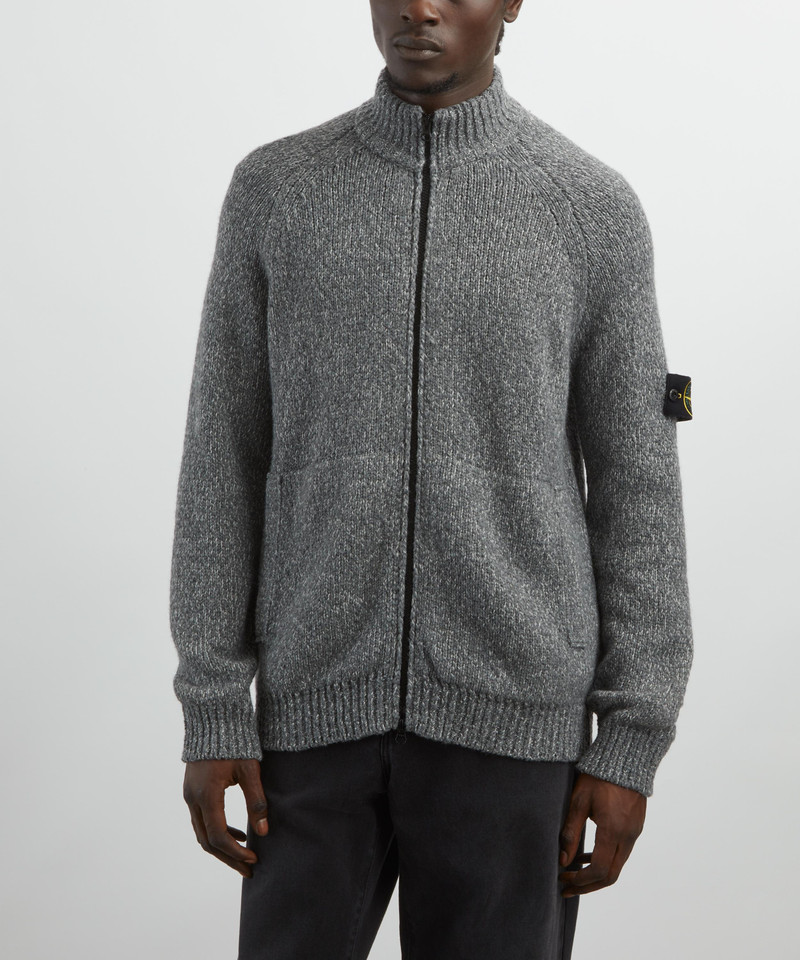 Stone Island Fancy Yarn Mouline Wool Zip-Up Jumper outlook