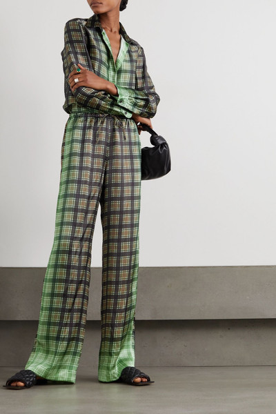 Dries Van Noten Checked satin-twill wide-leg pants outlook