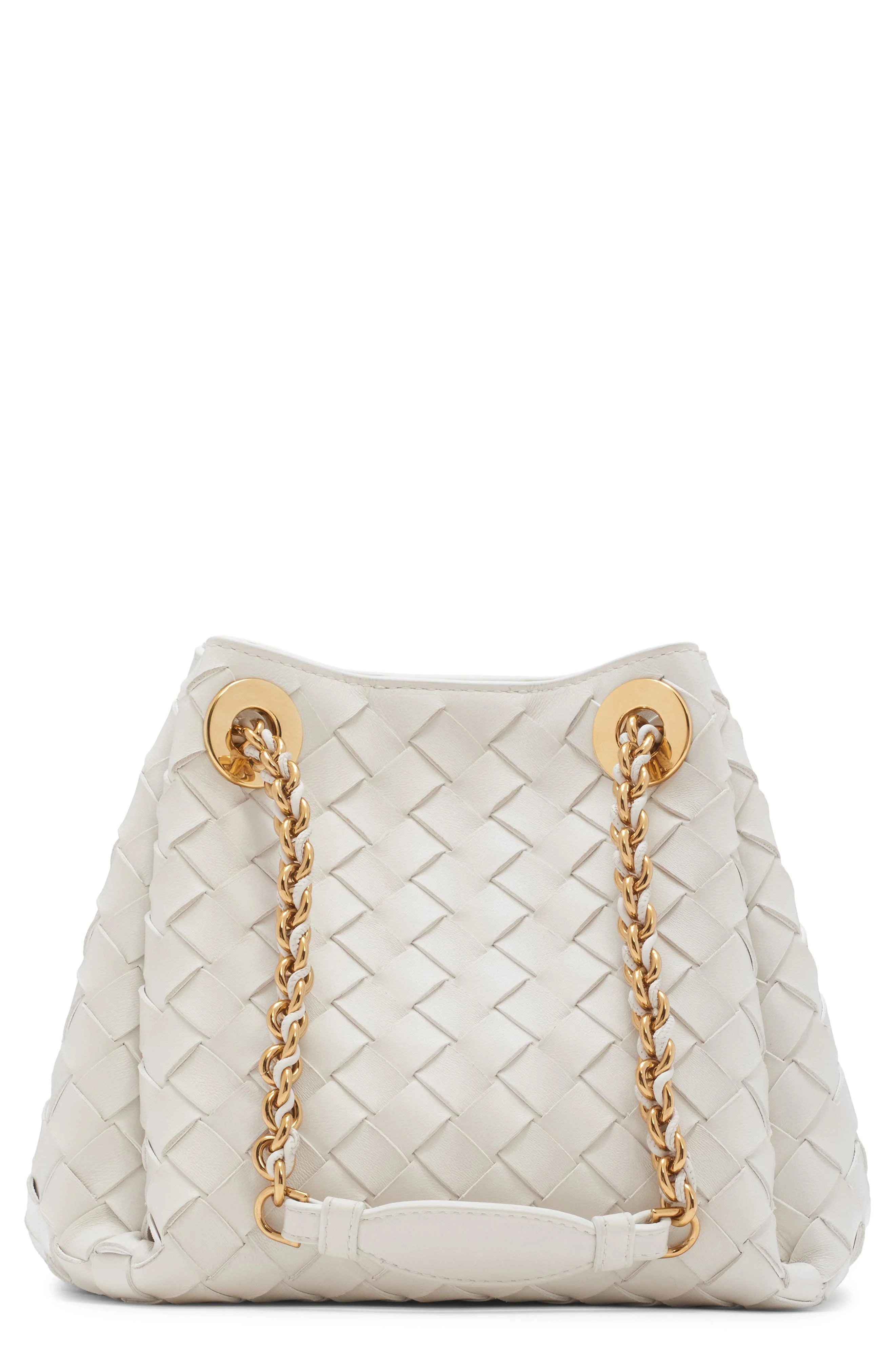 Bottega Veneta Small Parachute Chain Intrecciato Leather Shoulder Bag in 9104 Chalk-M Brass at Nords - 1