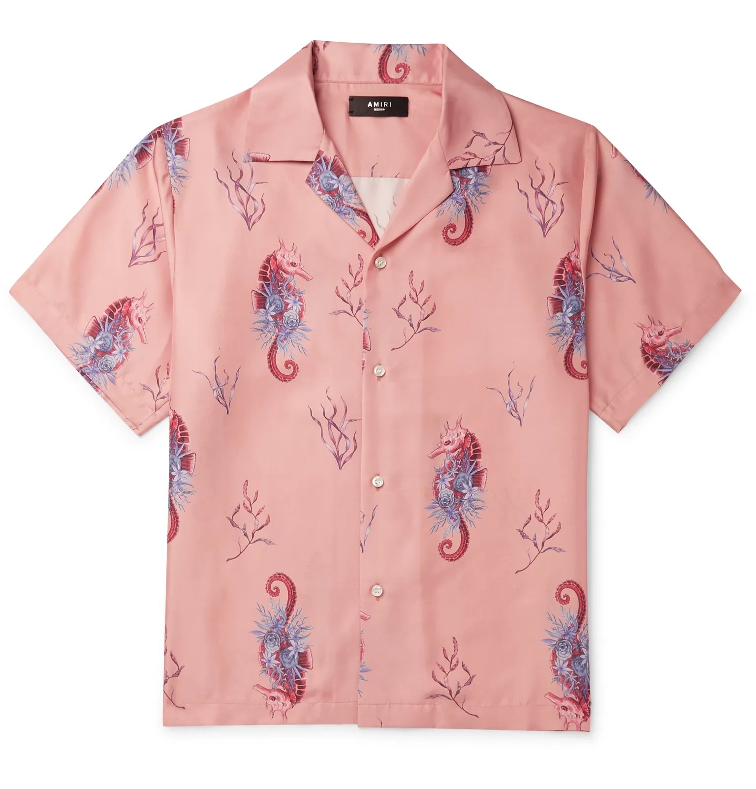 Camp-Collar Printed Silk-Twill Shirt - 1