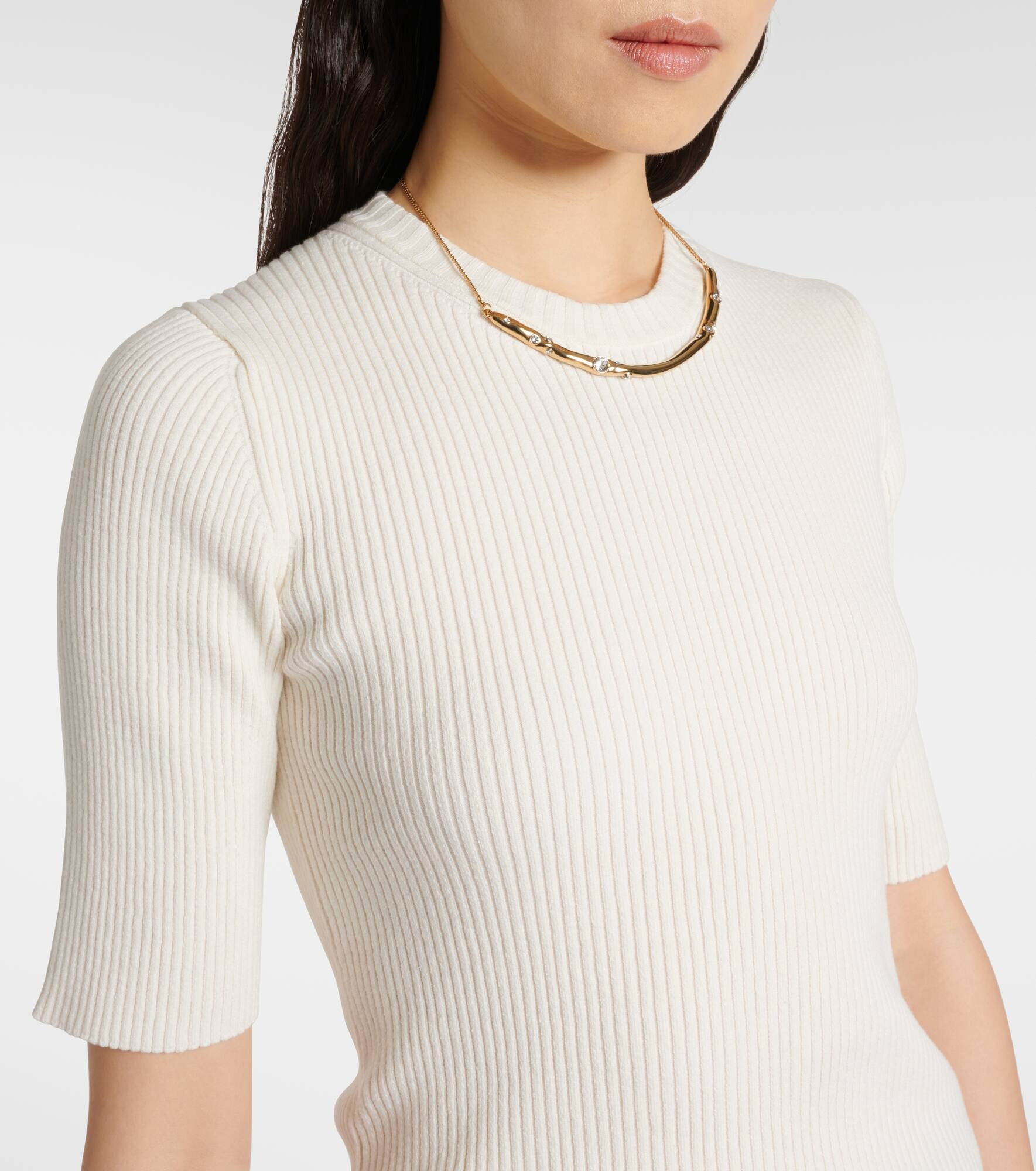 Ribbed-knit cotton-blend top - 4