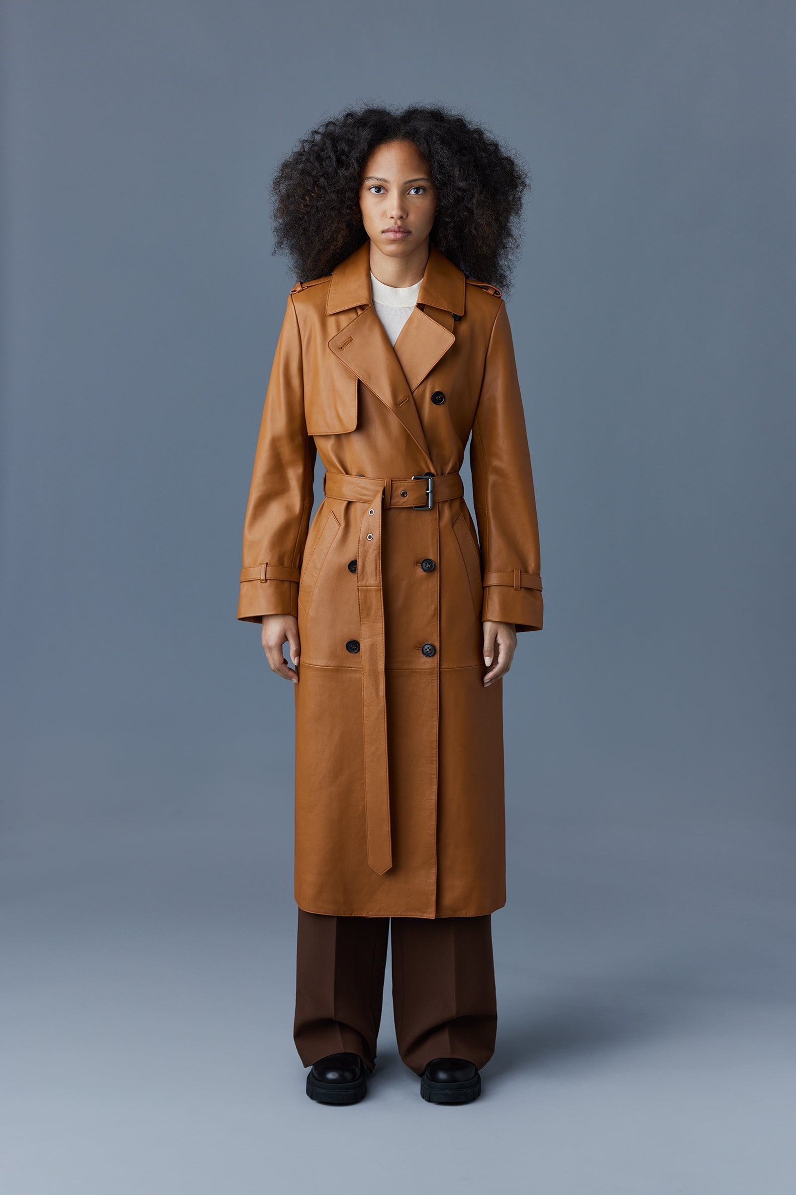 MACKAGE GAEL-Z Leather trench coat with belt | REVERSIBLE