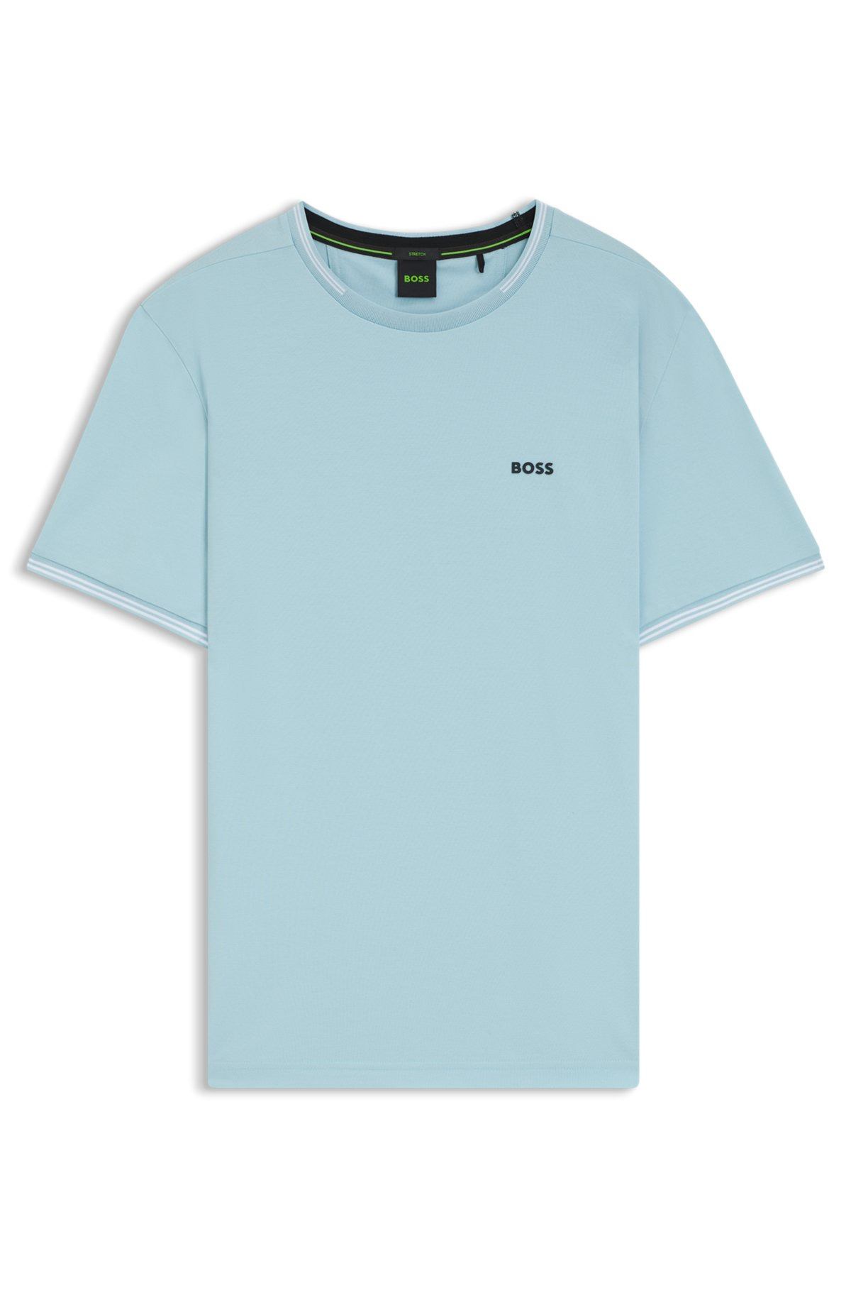 STRETCH-COTTON T-SHIRT WITH STRIPES AND LOGO - 1