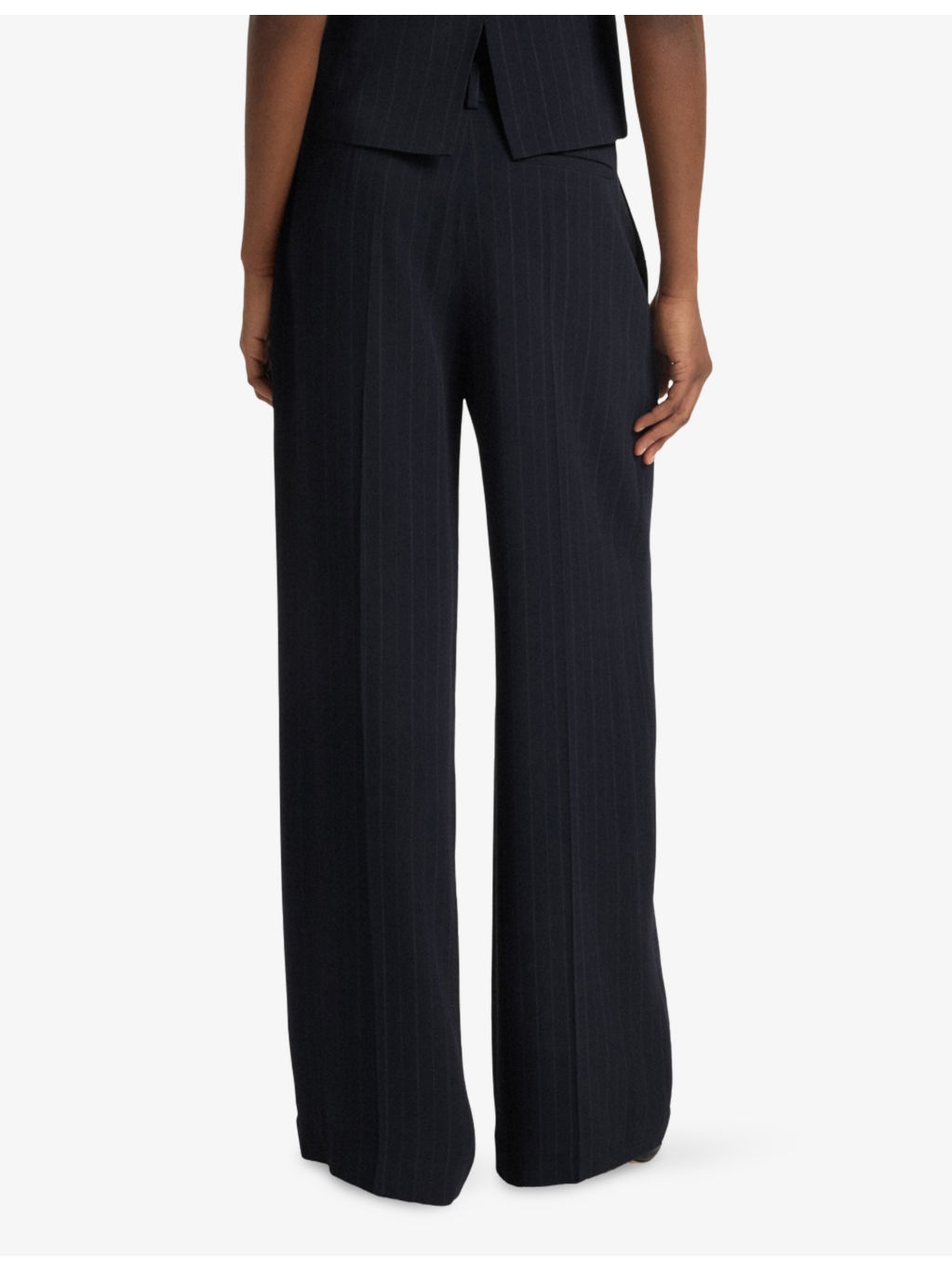 Striped Wide-Leg Mid-Rise Woven Trousers - 4