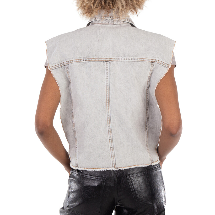 Isabel Marant Etoile Tyra Raw-Cut Edge Denim Vest - 5