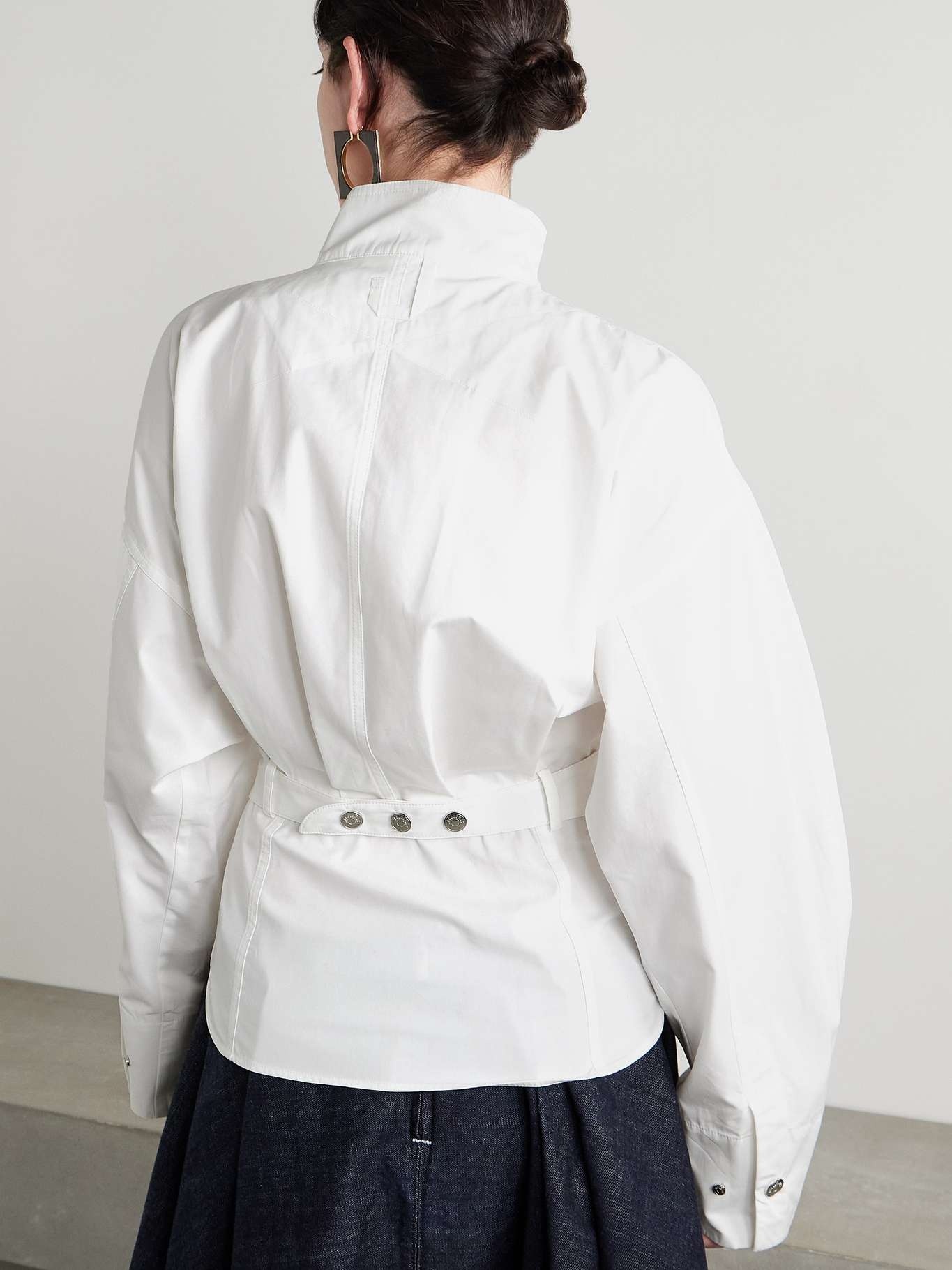 Belted cotton-poplin shirt White - 4
