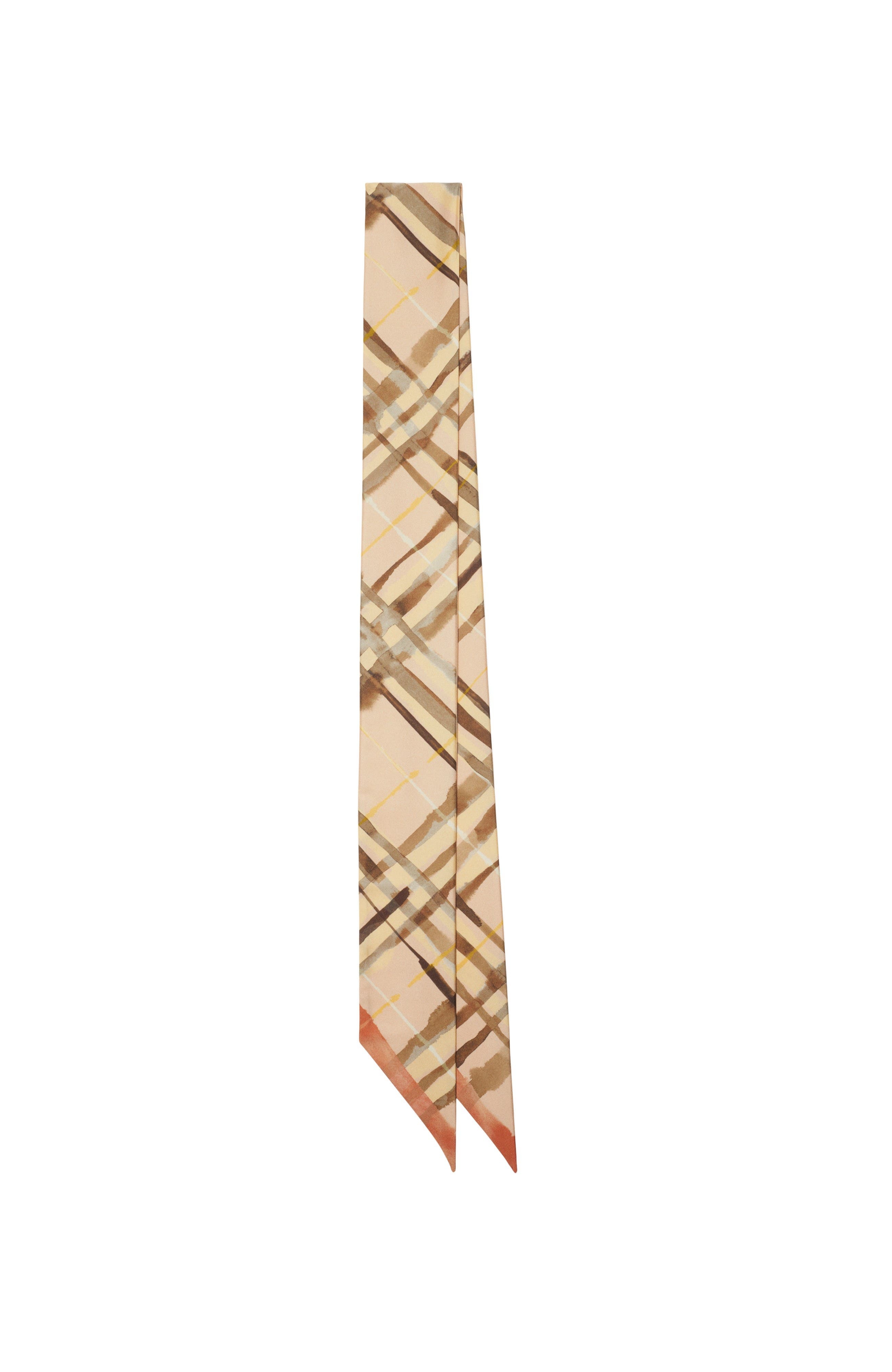 burberry Skinny Reversible Check Silk Scarf in Teacup at Nordstrom - 1