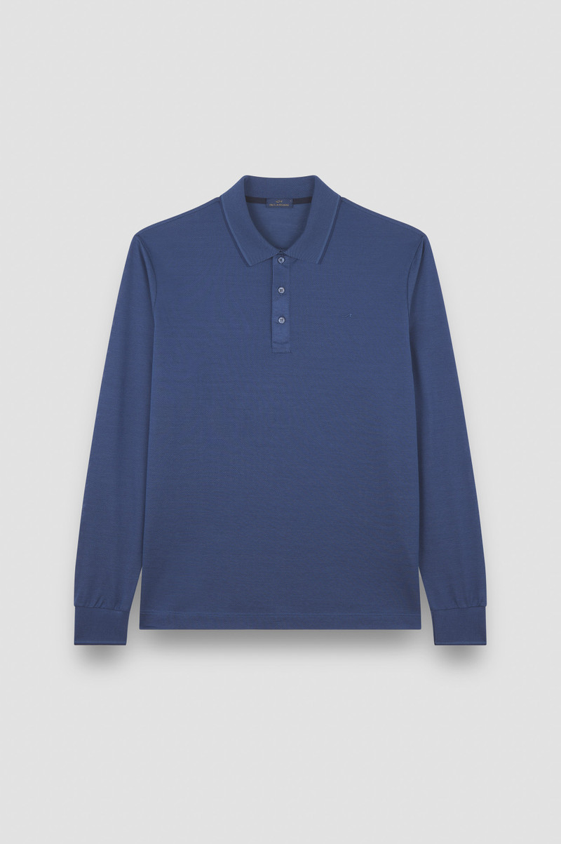 TWO-TONE PIQUÉ COTTON POLO SHIRT WITH SHARK FIN EMBROIDERY 1