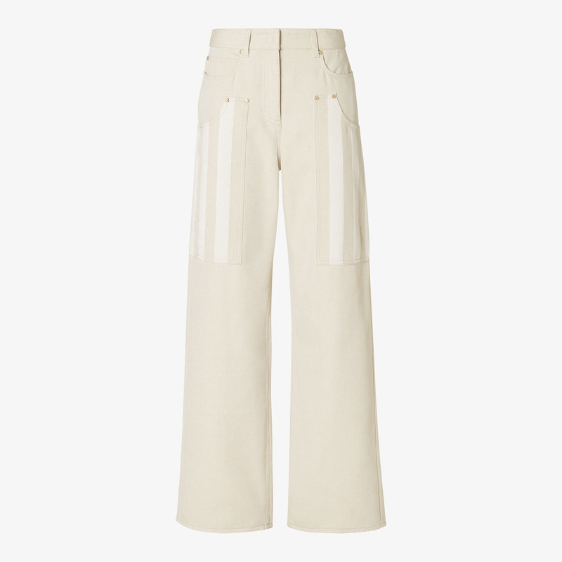 Long Jeans Beige Pequin drill pants 1