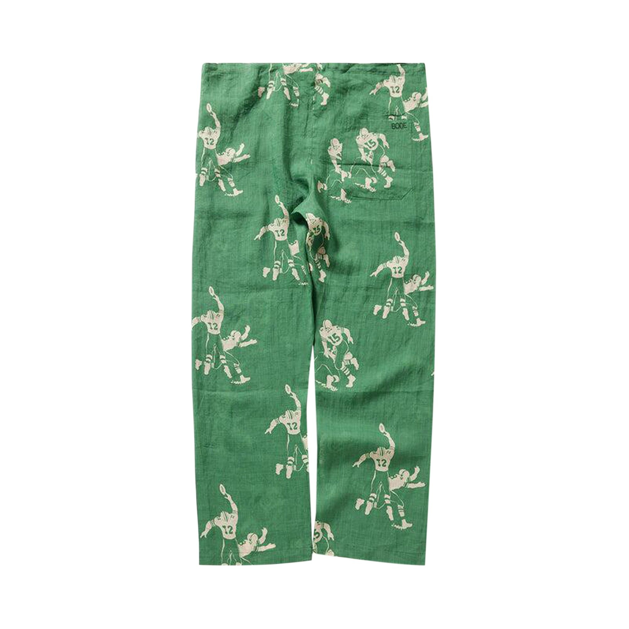 Bode Football Silhouette Pajama Pants 'Green/Cream' - 2